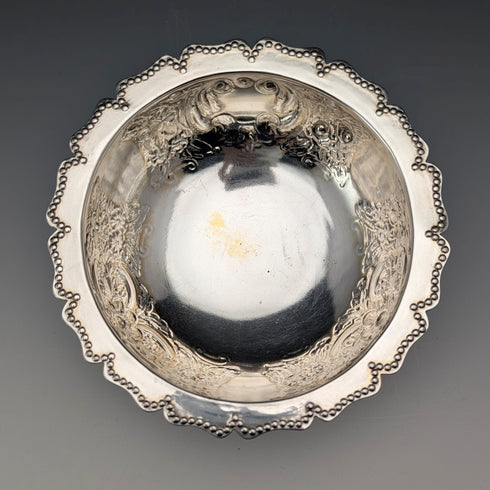 1891年 英国アンティーク シルバープレート製 脚付きボウル 直径13.5cm